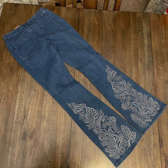 Studded Denim Flared Jeans - Picture 13 of 15